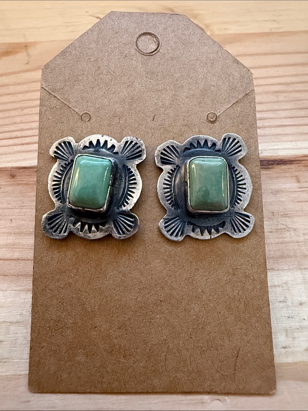Vintage Navajo Sterling and Turquoise Earrings Signed V. Hicks
